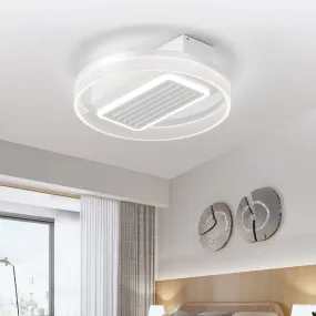 19.7" Dimmable LED Bladeless Fan Light White Simple Ceiling Light