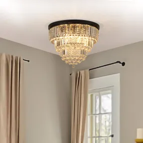 19.7" Luxury Crystal Chandelier Modern Style Crystal Light Black Crystal Ceiling Light