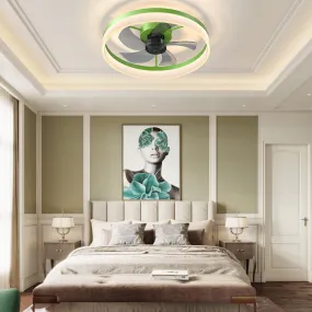 19.7" Simple LED Ring Chandelier Fan Modern Recessed Ceiling Light Chandelier Green Ceiling Fan Light