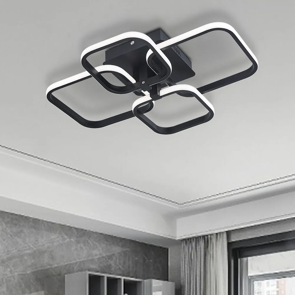 4-Head LED Ceiling Light Black Frame Chandelier Lamp