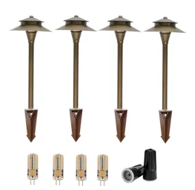 4 Pack Spectra Solid Brass Pathway Light - Antique Bronze