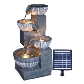 4 Tier Bowl Solar Water Feature Outdoor With LED