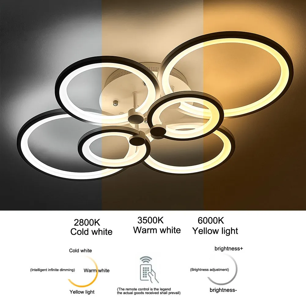 4/6/8 Rings LED Semi-Flush Ceiling Light Dimmable/Non-Dimmable