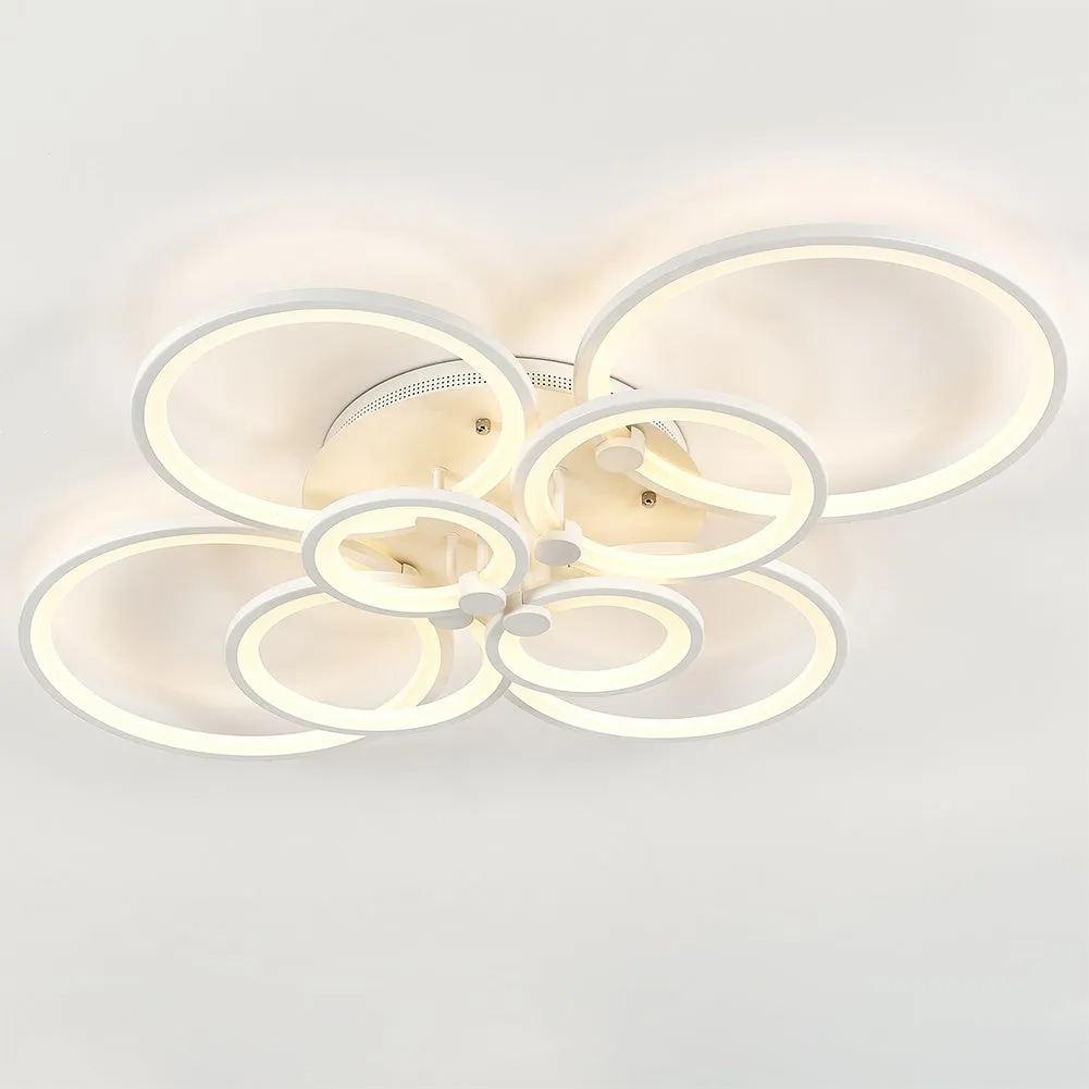 4/6/8 Rings LED Semi-Flush Ceiling Light Dimmable/Non-Dimmable