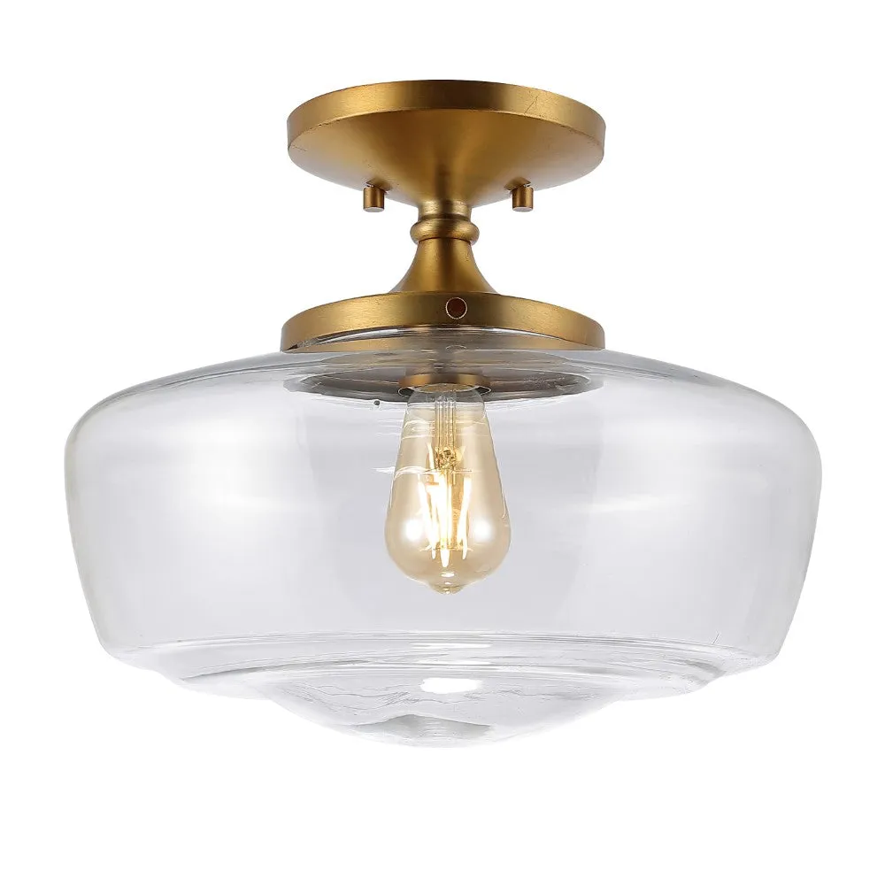 Abukamu 14" Glass/Iron Farmhouse Modern LED Flush Mount