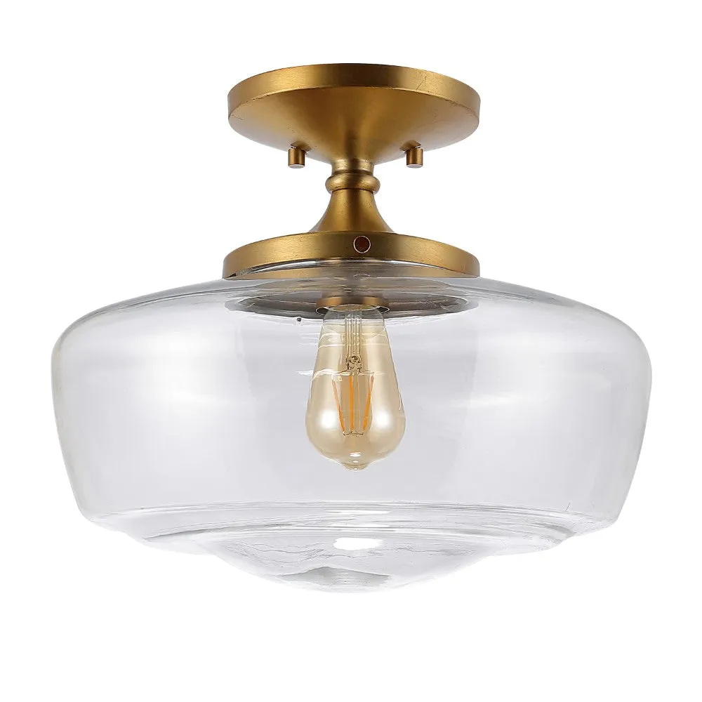 Abukamu 14" Glass/Iron Farmhouse Modern LED Flush Mount