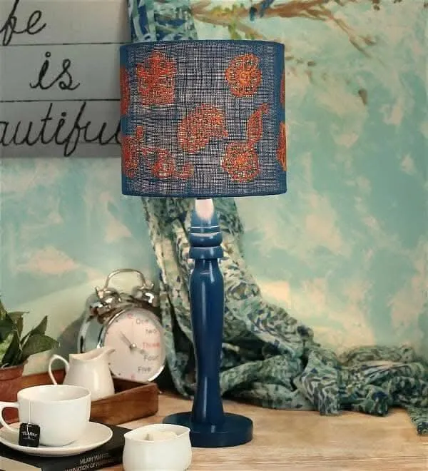 Ambi Motif On Jute Lamp