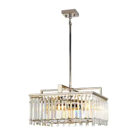 Aries 4 Light Large Nickel/Crystal Chandelier Elstead