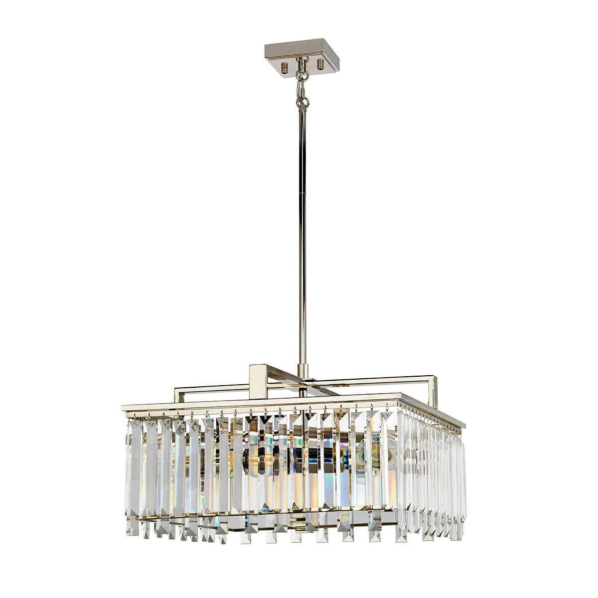 Aries 4 Light Large Nickel/Crystal Chandelier Elstead