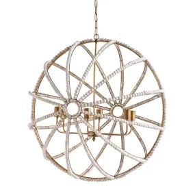 Ava Chandelier Gold Metal | White Wood