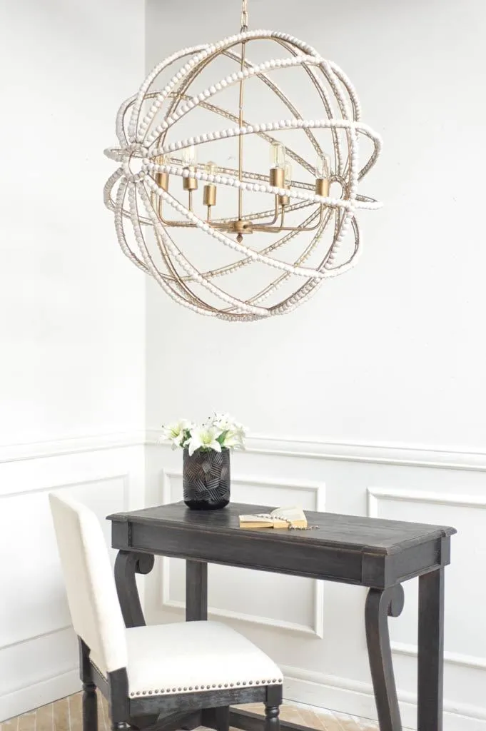 Ava Chandelier Gold Metal | White Wood