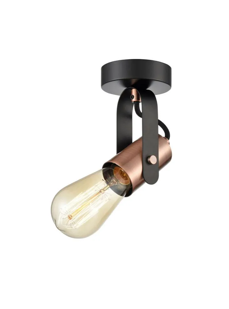 Azure 1lt Ceiling/Wall Fitting - Black & Copper