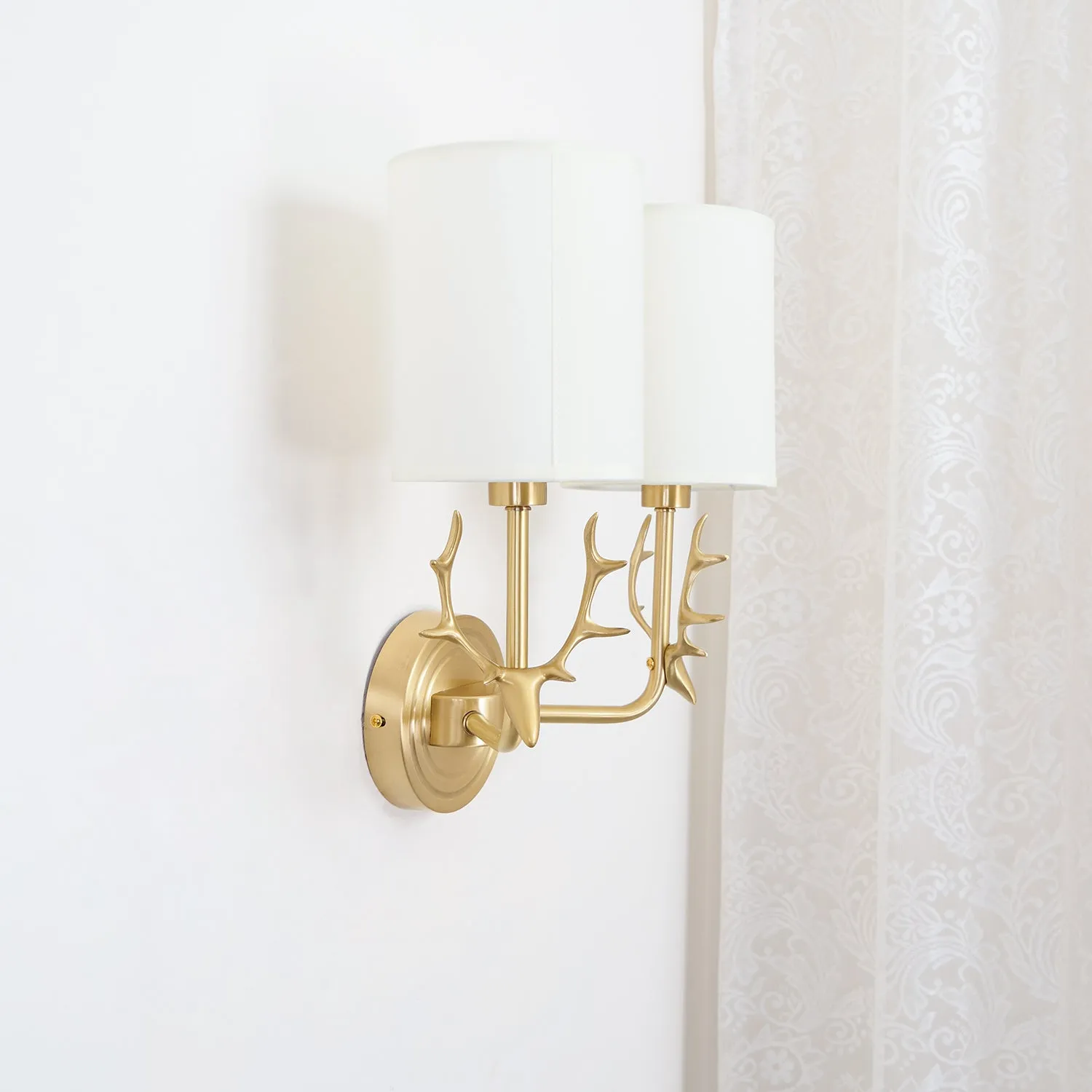 Brass Deer Head Wall Light