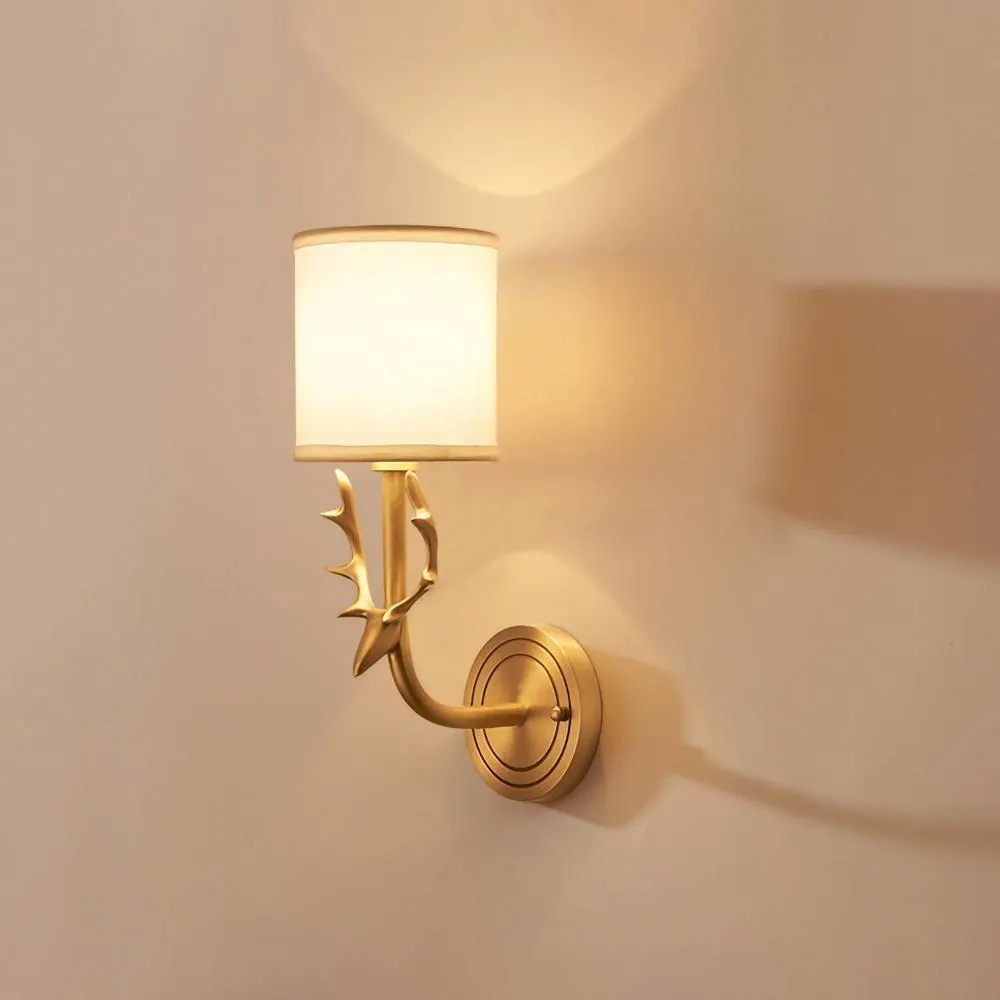 Brass Deer Head Wall Light