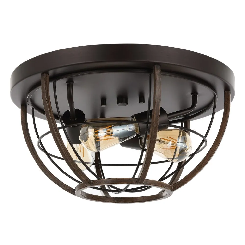 Calvia 15.75" Rustic Farmhouse Iron LED Flush Mount