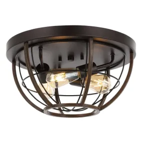 Calvia 15.75" Rustic Farmhouse Iron LED Flush Mount