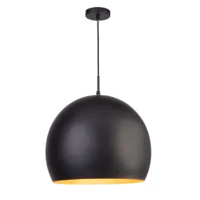 Chicago Industrial Black Ball Pendant - 40cm Gold Interior