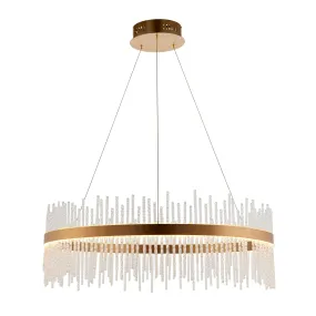 Crescendo LED Brushed Gold & Glass Rod Ceiling Pendant