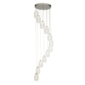 Cyclone 12 Light LED Multi-drop Pendant - Glass Shades