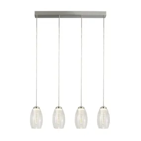 Cyclone 4 Light LED Bar Ceiling Pendant - Clear Glass Shades