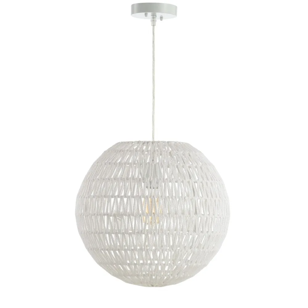 Derrick 15.7" Woven Rattan Orb LED Pendant