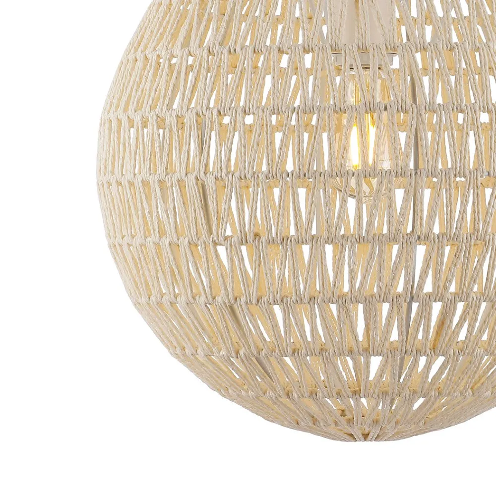 Derrick 15.7" Woven Rattan Orb LED Pendant