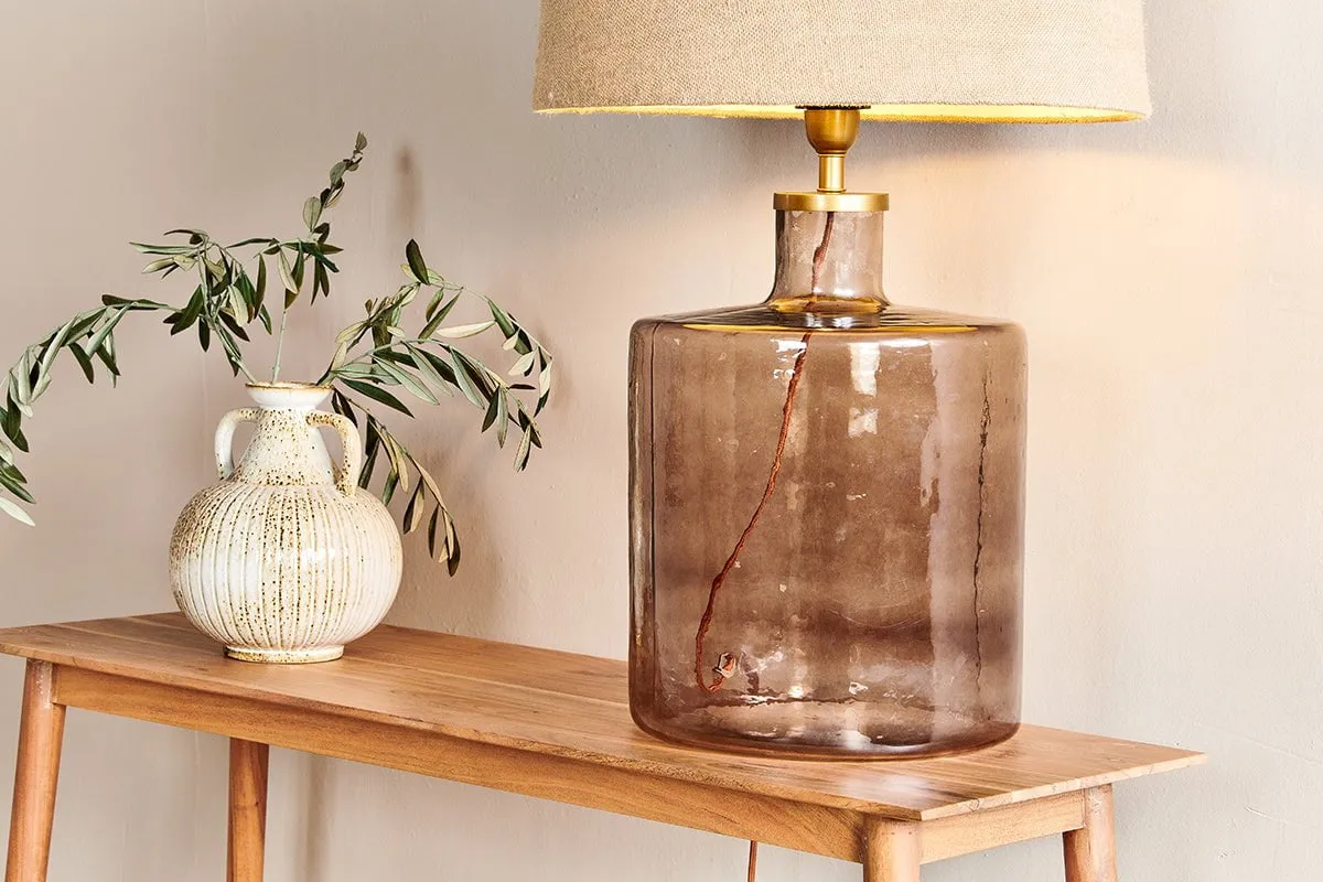 Edina Recycled Glass Table Lamp - Smoke Brown - Large