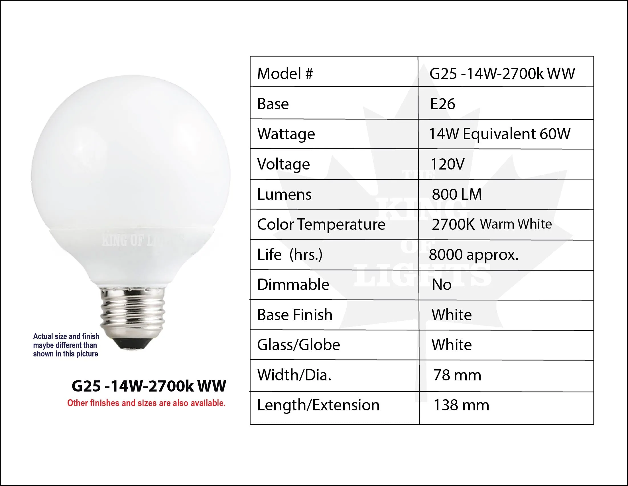 G25-14W CFL 27K