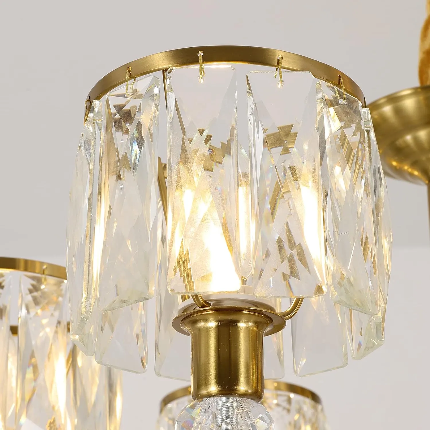 Gold Crystal Chandelier 6-Lights, Nordic Electroplated Copper