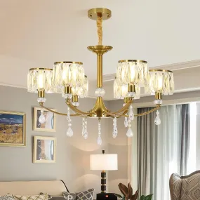 Gold Crystal Chandelier 6-Lights, Nordic Electroplated Copper