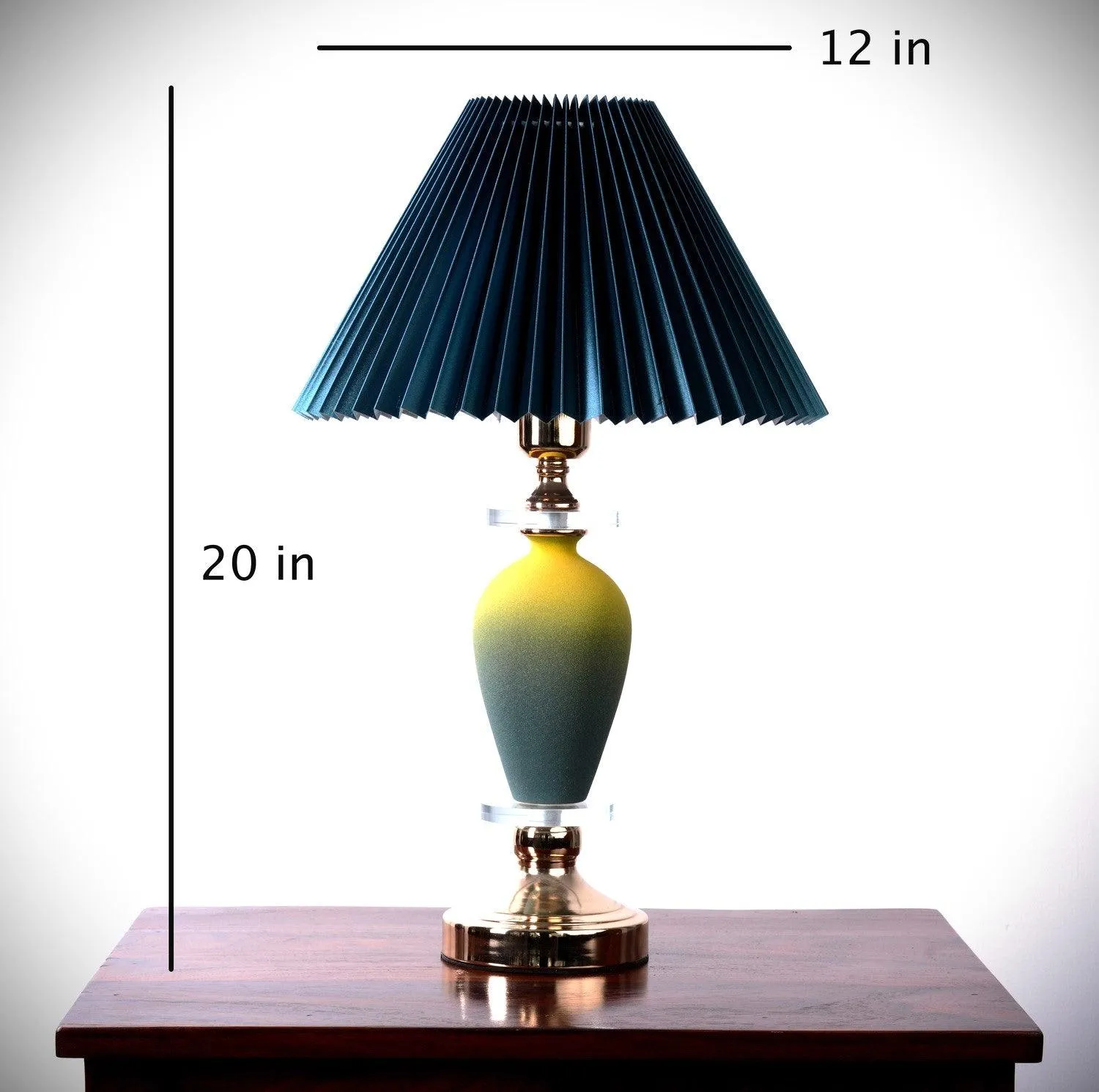 Grey Vase Shaped Glass Table Lamp - Modern Shade Lamp with Golden Base