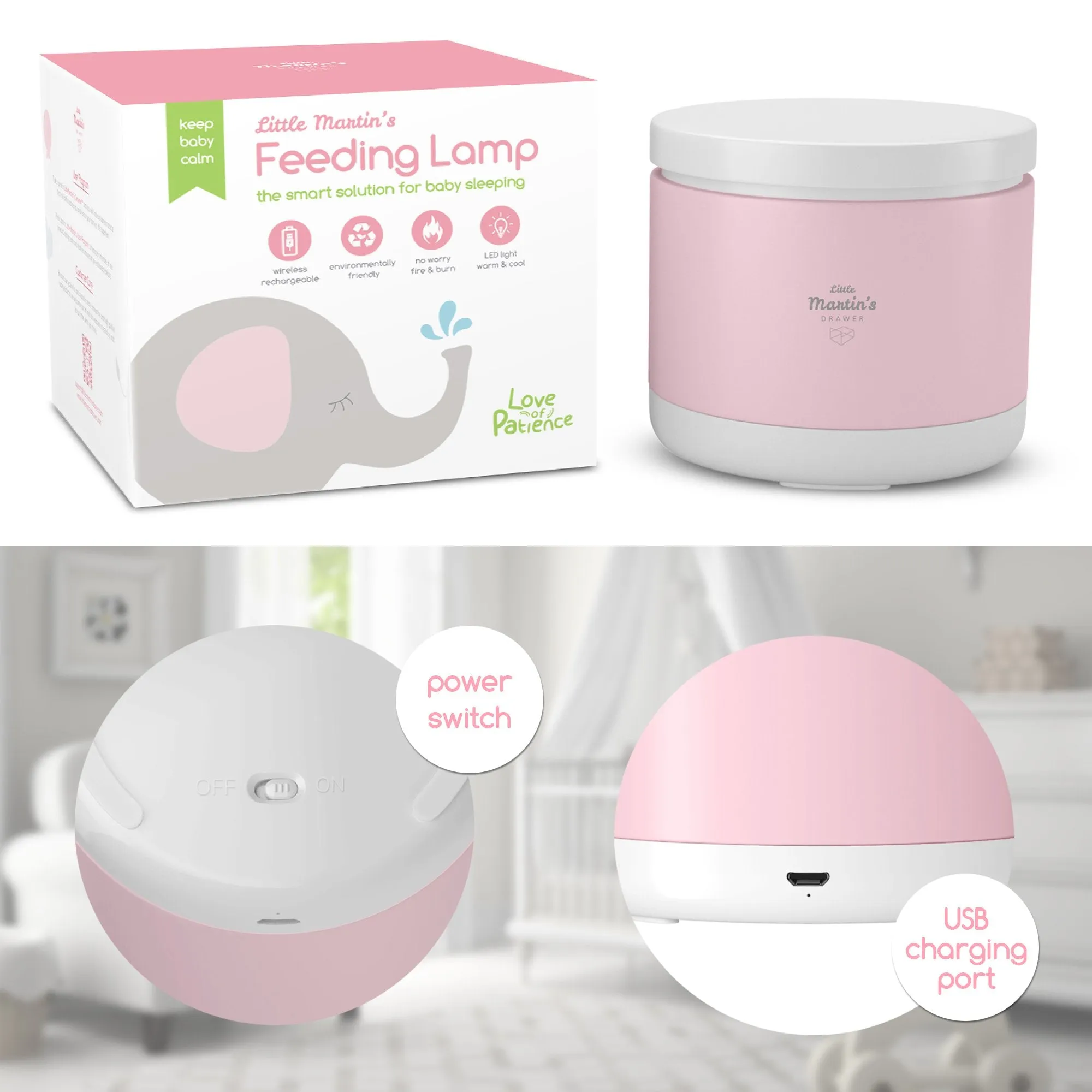 Little Martin’s Night Light for Baby Breastfeeding (Blue/Pink)