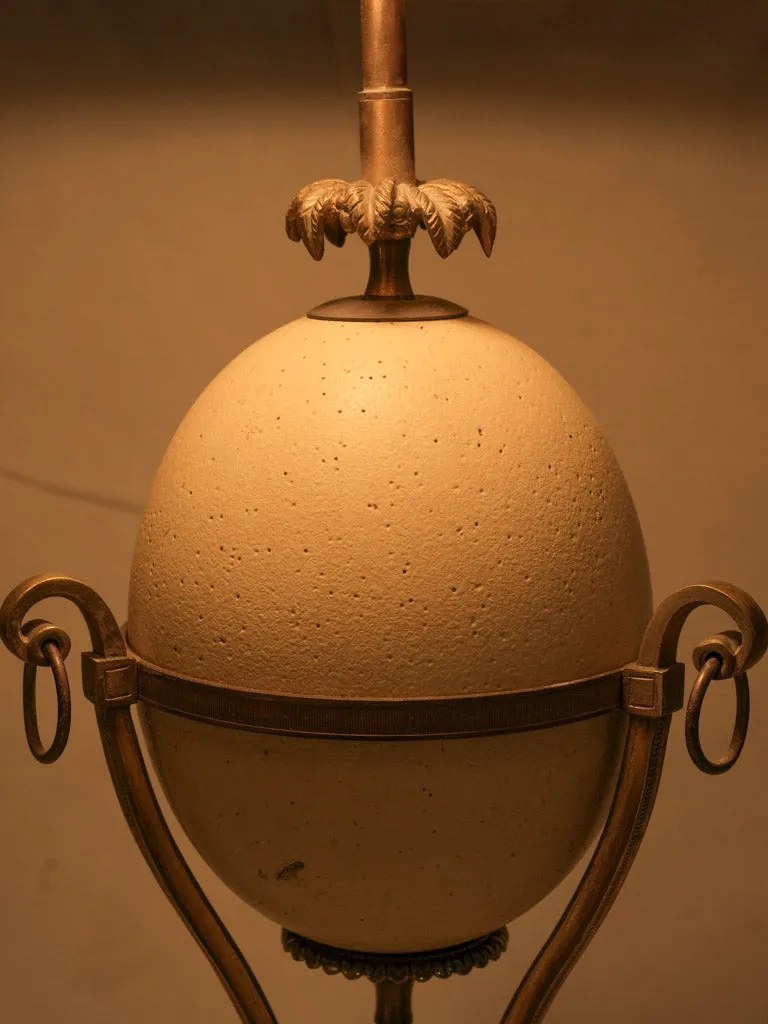 Maison Charles French table lamp w/ ostrich egg 27½"