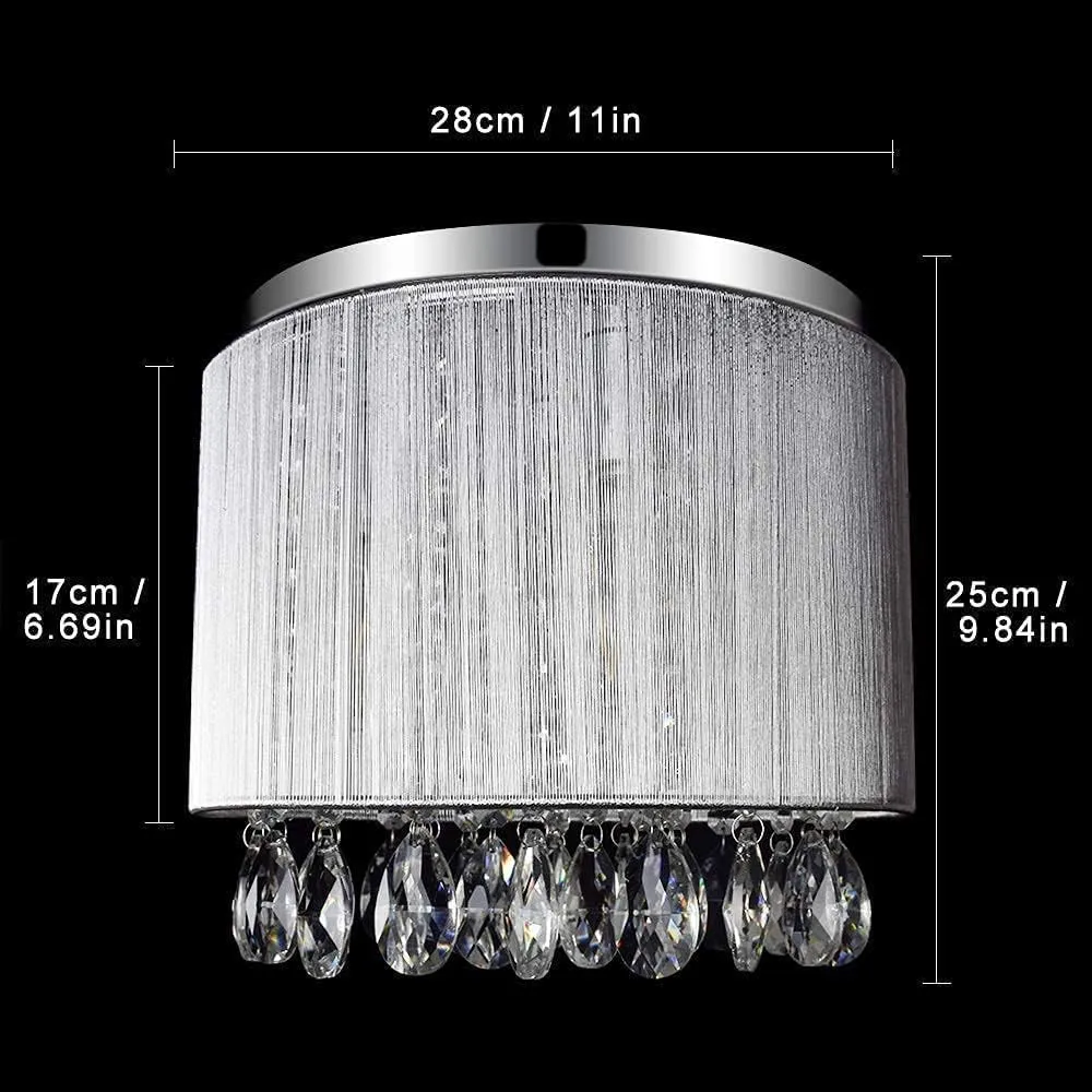 Modern 11-Inch Crystal Chandelier Flush Mount Ceiling Light Fixture