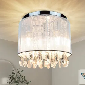 Modern 11-Inch Crystal Chandelier Flush Mount Ceiling Light Fixture