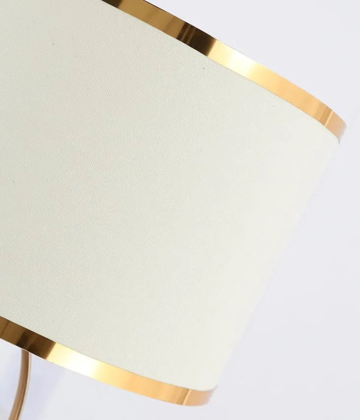 Modern Ornate Brass Floor Lamp with White Shade