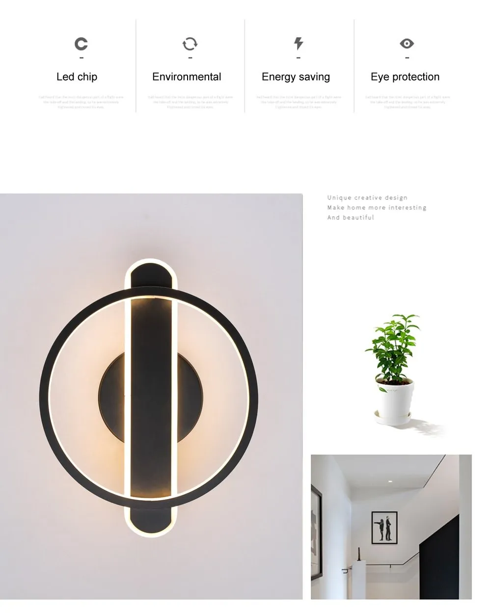 Nordic Minimalist LED Wall Lamp for Living Room & Bedroom