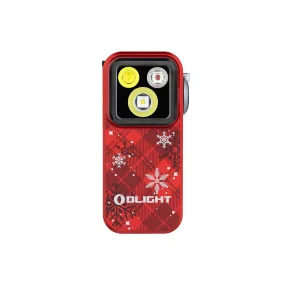 Olight Oclip Pro 500 Lumen Clip on Flashlight W/ Floodlight, Spotlight, and Red Light - Snowflake Red