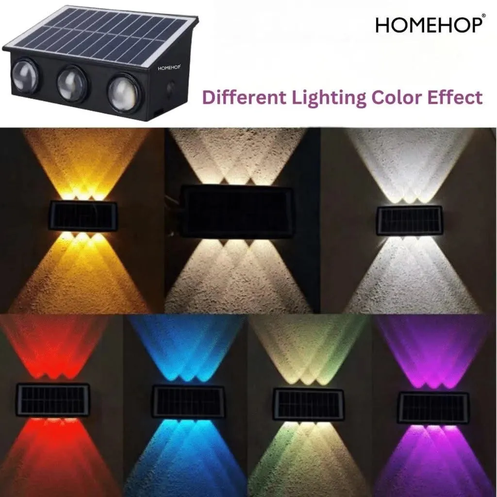 Solar Decoration LED Lights Outdoor Wall Lamp Waterproof For Home, Garden, Fence, Stair (RGB Light, ABS)