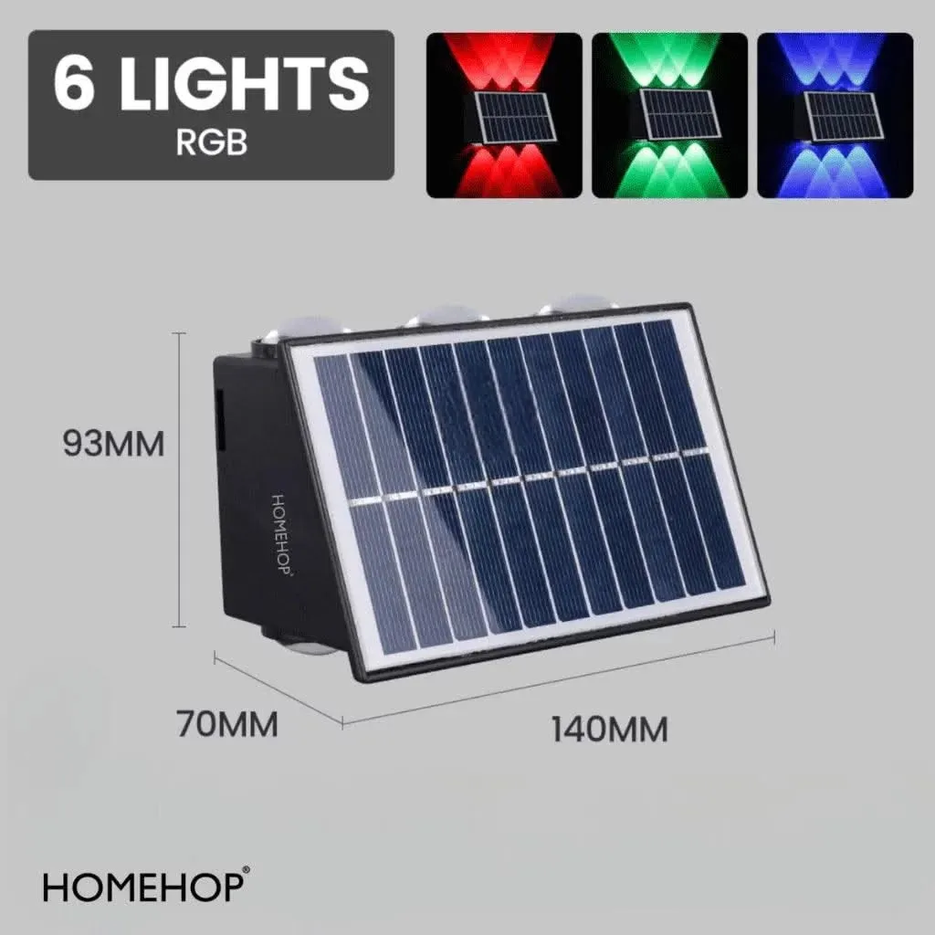 Solar Decoration LED Lights Outdoor Wall Lamp Waterproof For Home, Garden, Fence, Stair (RGB Light, ABS)