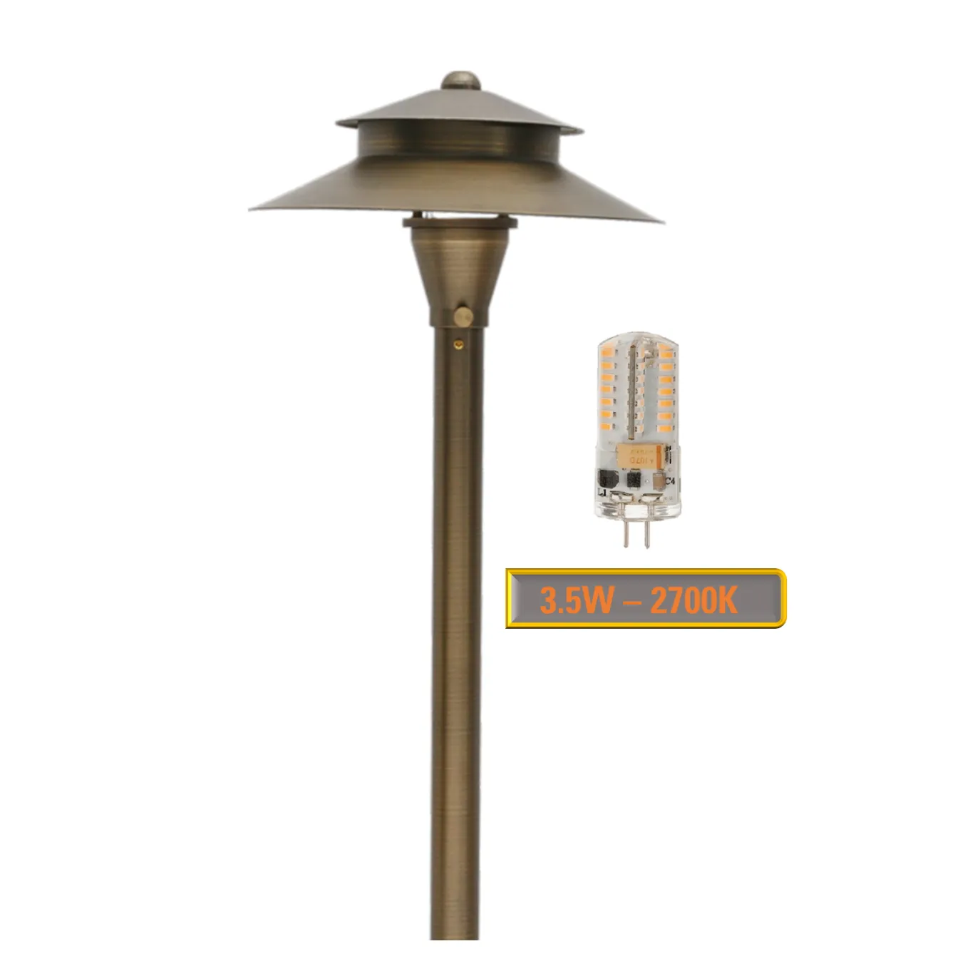 Spectra Solid Brass  Two Tiered Pathway Light Antique Bronze