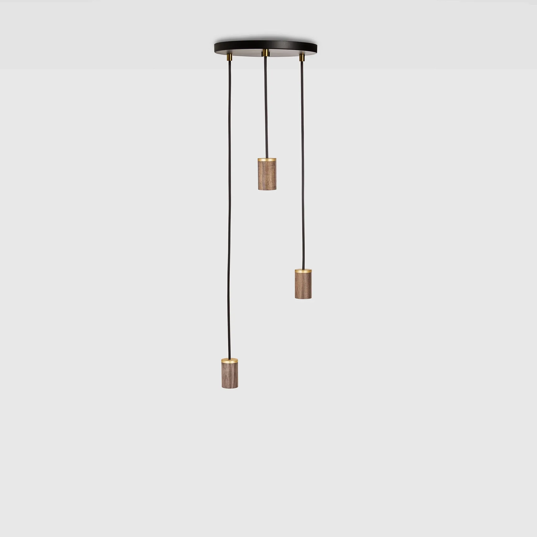 Triple Pendant in Walnut - Black Canopy