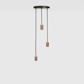 Triple Pendant in Walnut - Black Canopy